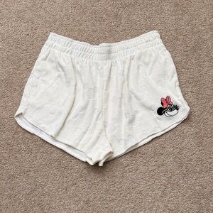 Disney Minnie Mouse Terry Cloth Shorts Cream White Retro Lounge Pajama Medium